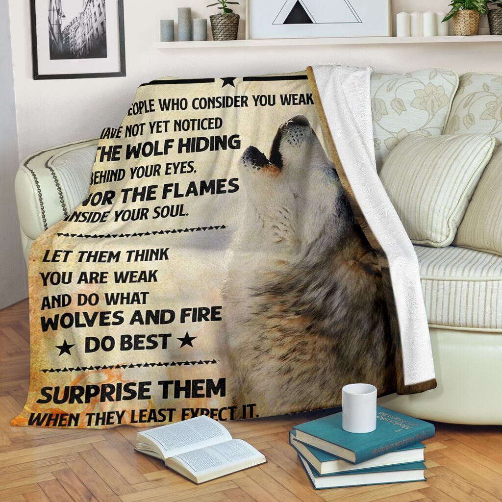 Wolf And Flame Sherpa Fleece Blanket