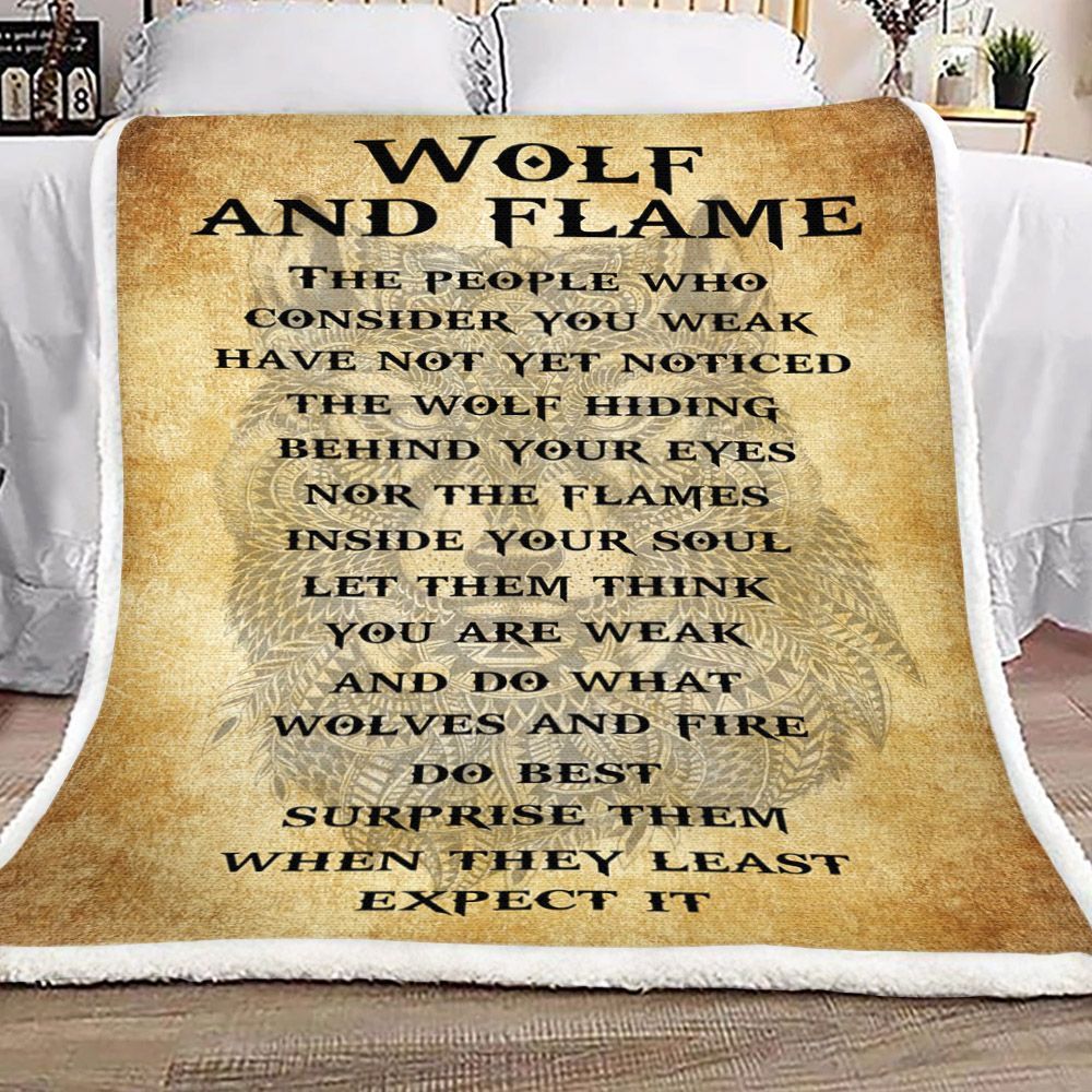Wolf And Flame Sherpa Fleece Blanket