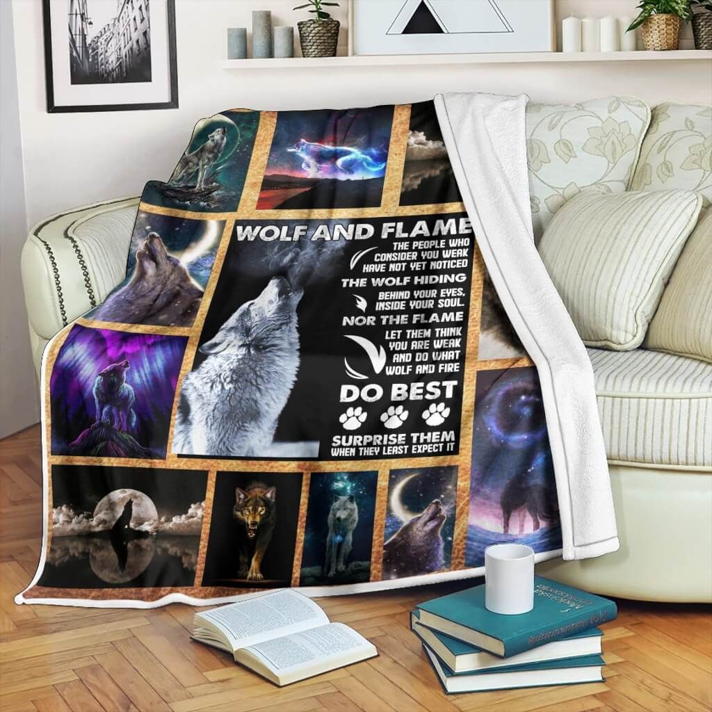 Wolf And Flame Wolf Sherpa Fleece Blanket