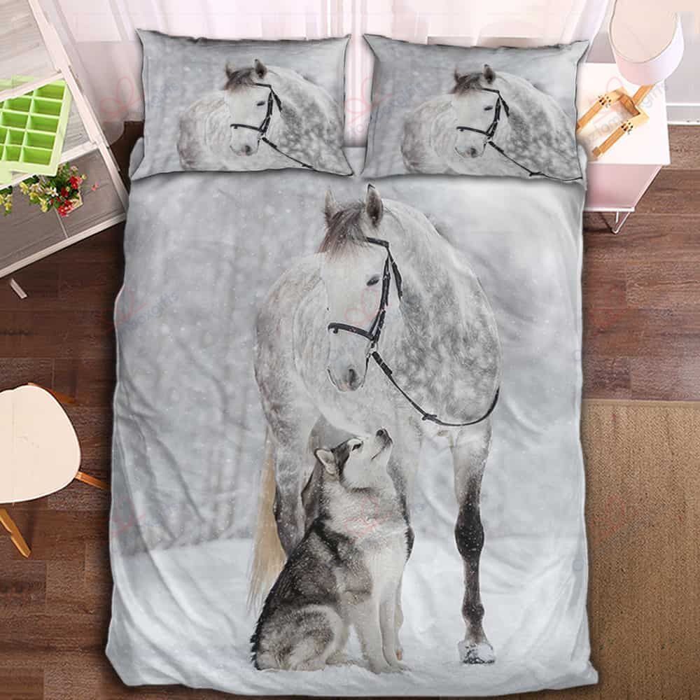 Wolf And Horse In The Winter Bedding Set