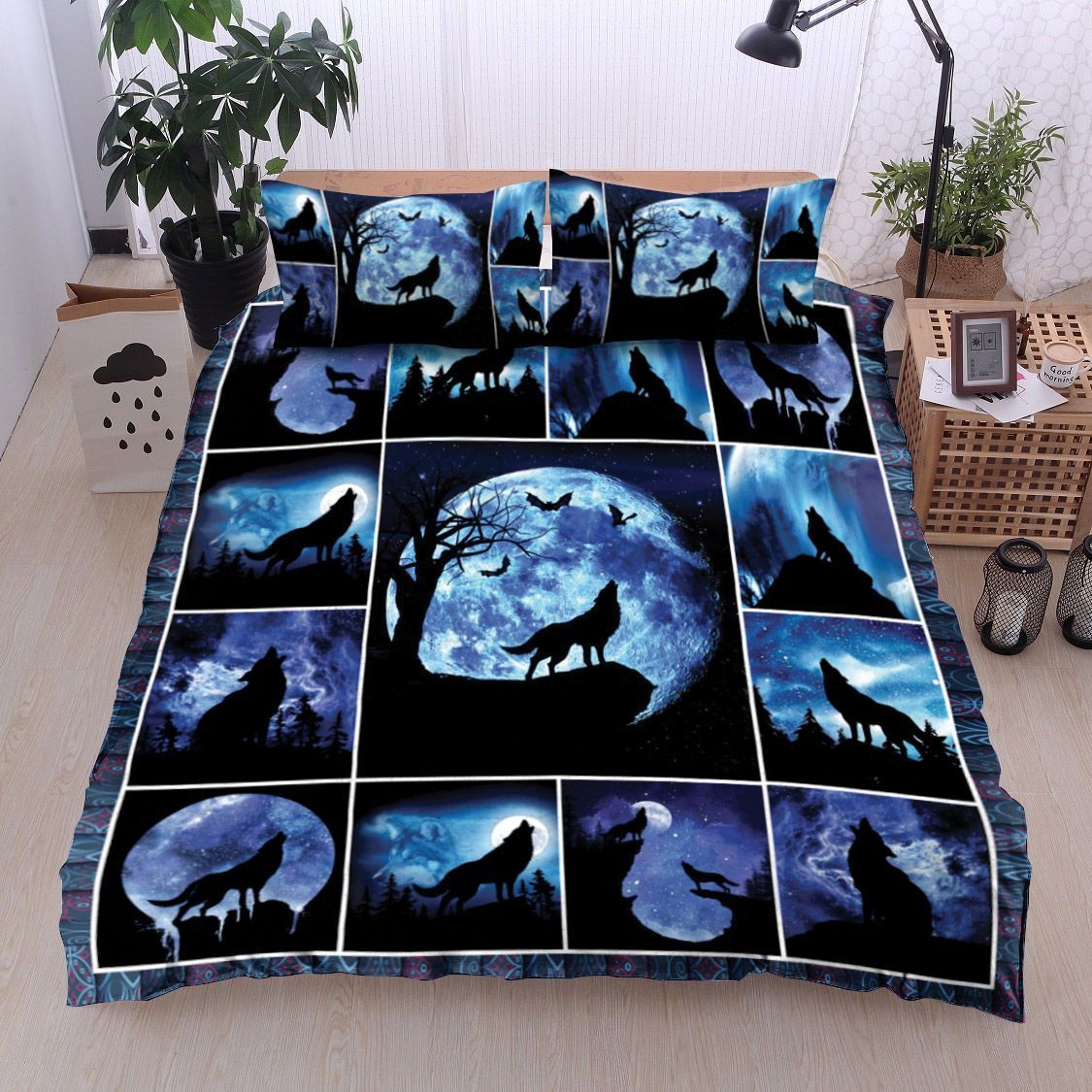 Wolf And Moon Bedding Set