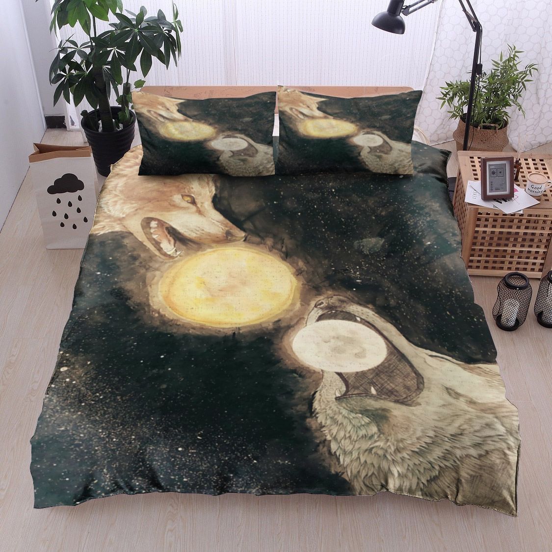 Wolf And Moon Bedding Set