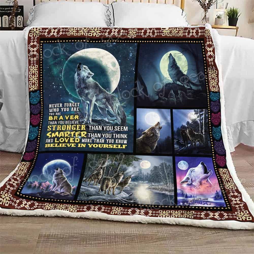 Wolf and Moon Fleece Blanket