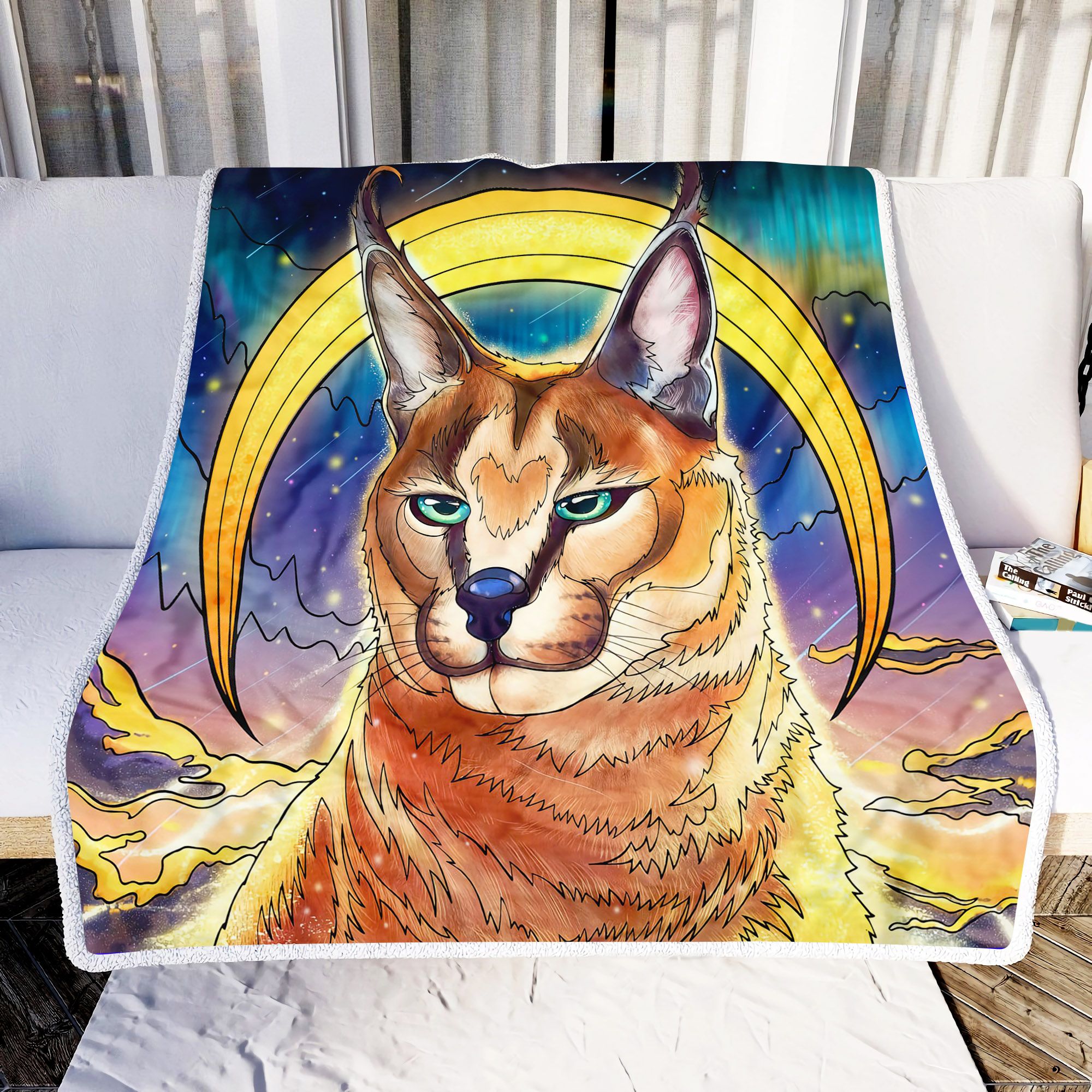 Wolf And Moon Fleece Blanket