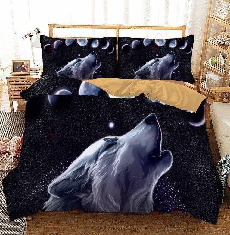 Wolf And Moon Over Printed Bedding Set