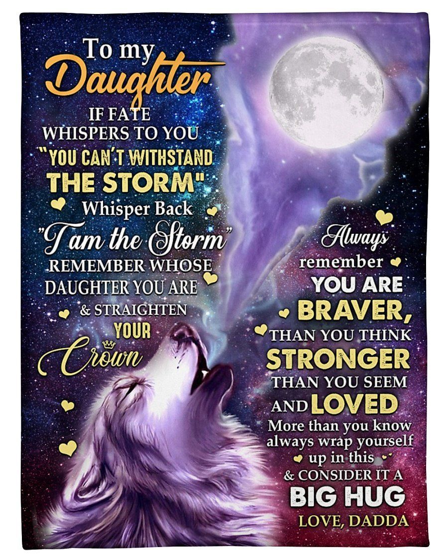Wolf And The Moon Fleece Blanket To Daughter Fleece Blanket