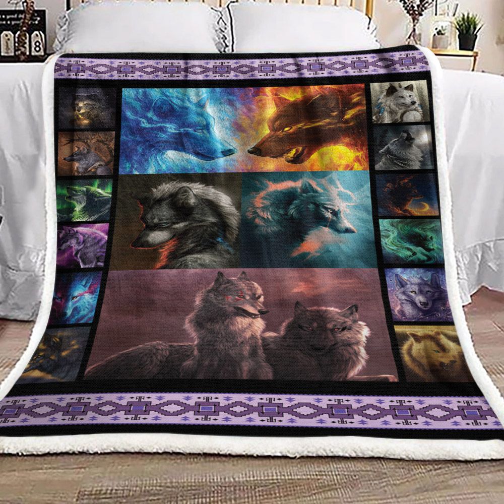 Wolf Art Collection Sherpa Fleece Blanket