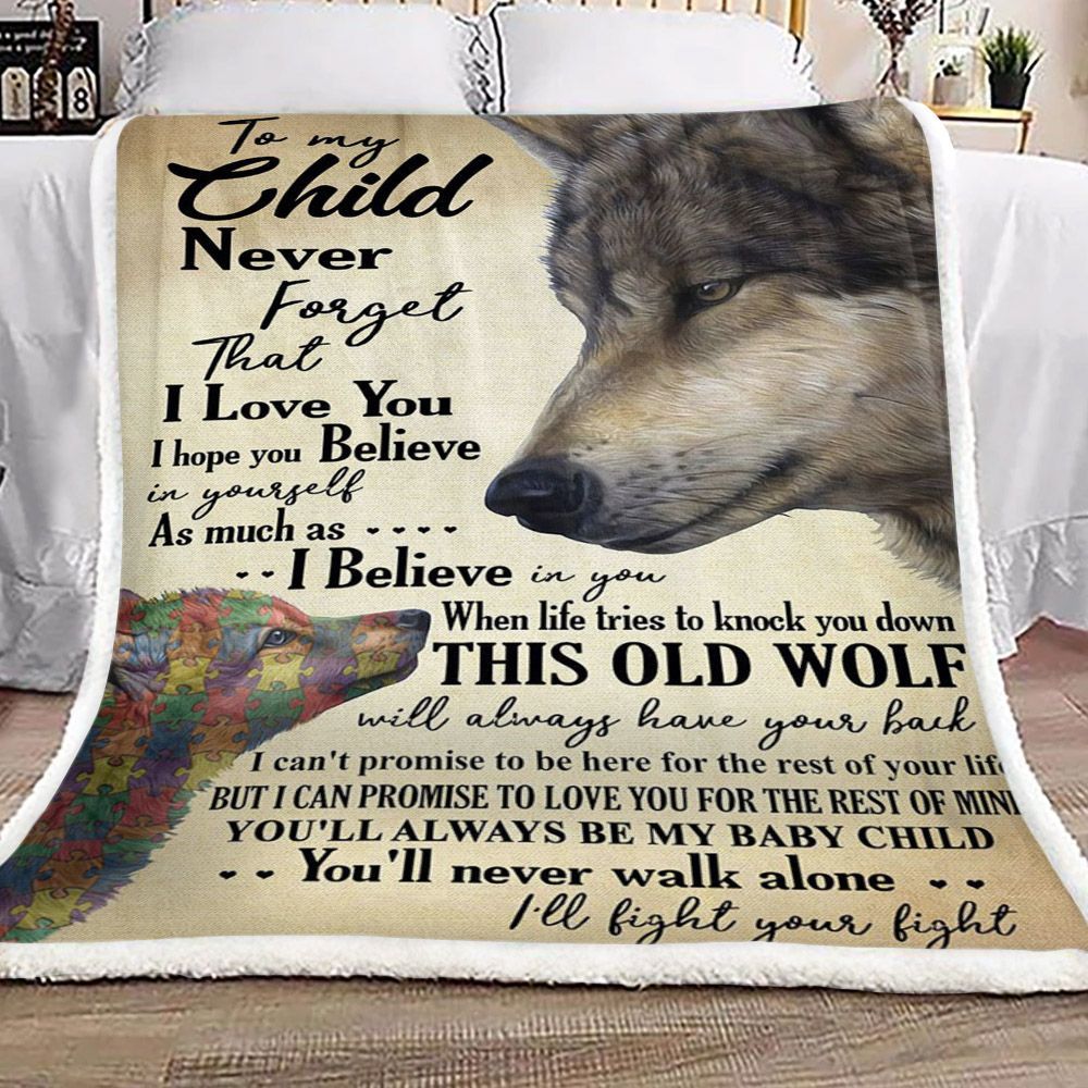 Wolf Autism To My Child Sherpa Fleece Blanket