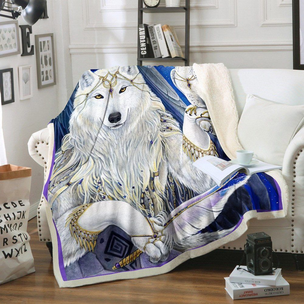Wolf Sherpa Fleece Blanket
