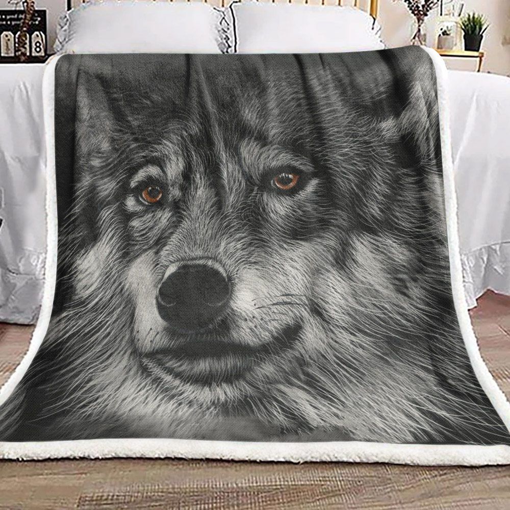 Wolf Sherpa Fleece Blanket
