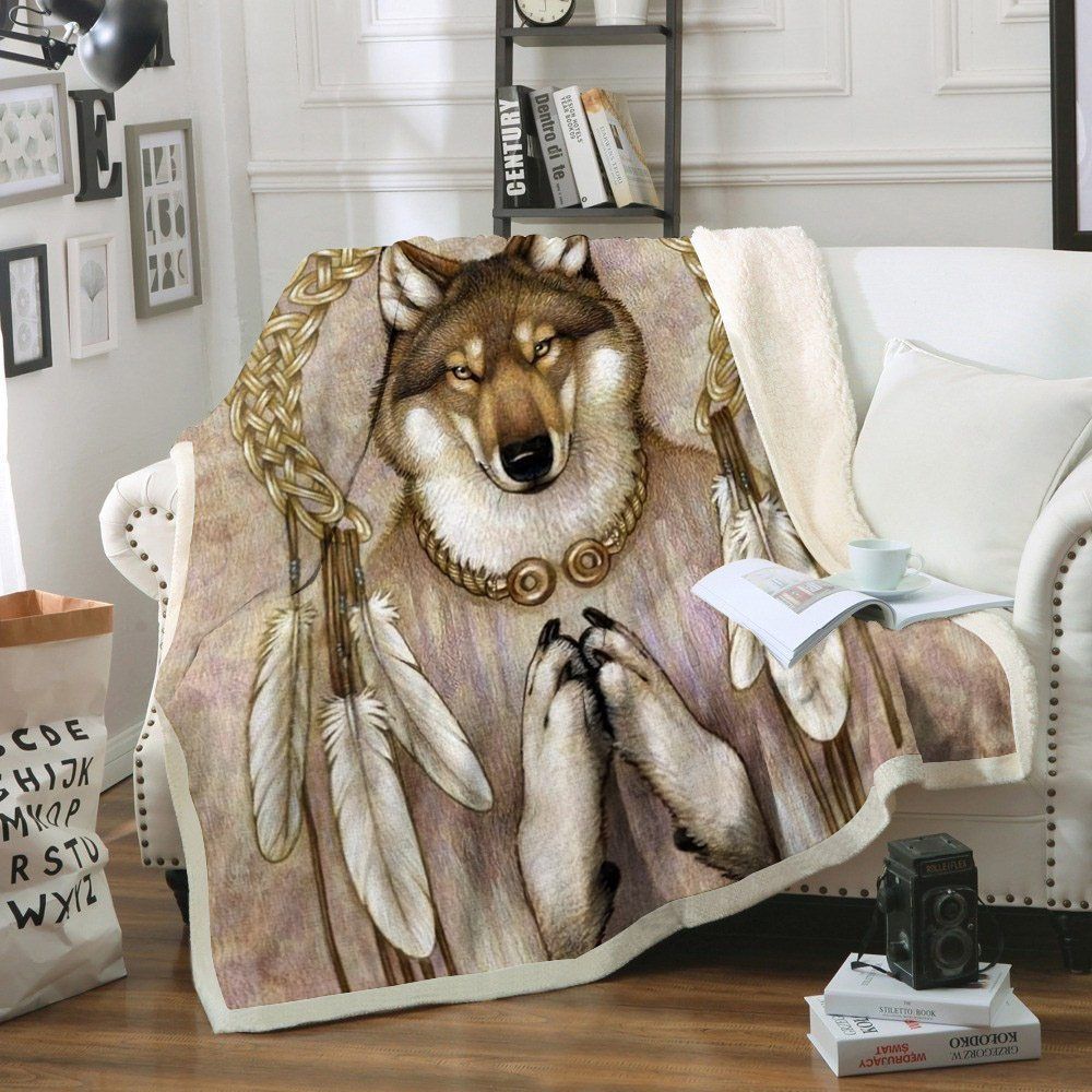 Wolf Sherpa Fleece Blanket