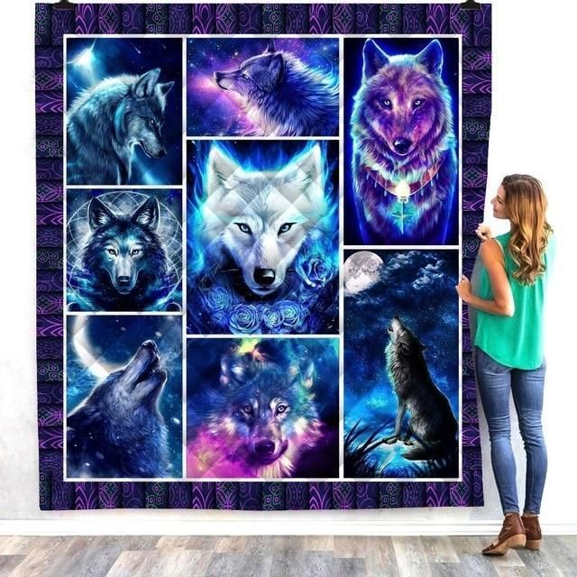 Wolf Blue Wolf Ql Quilt Blanket Dhc04011506Dd