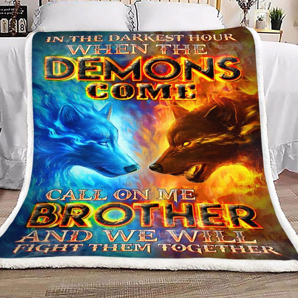 Wolf Brother Sherpa Fleece Blanket