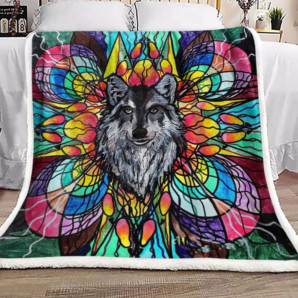 Wolf Sherpa Fleece Blanket