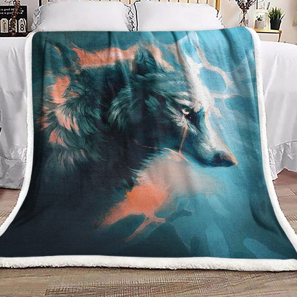 Wolf Sherpa Fleece Blanket