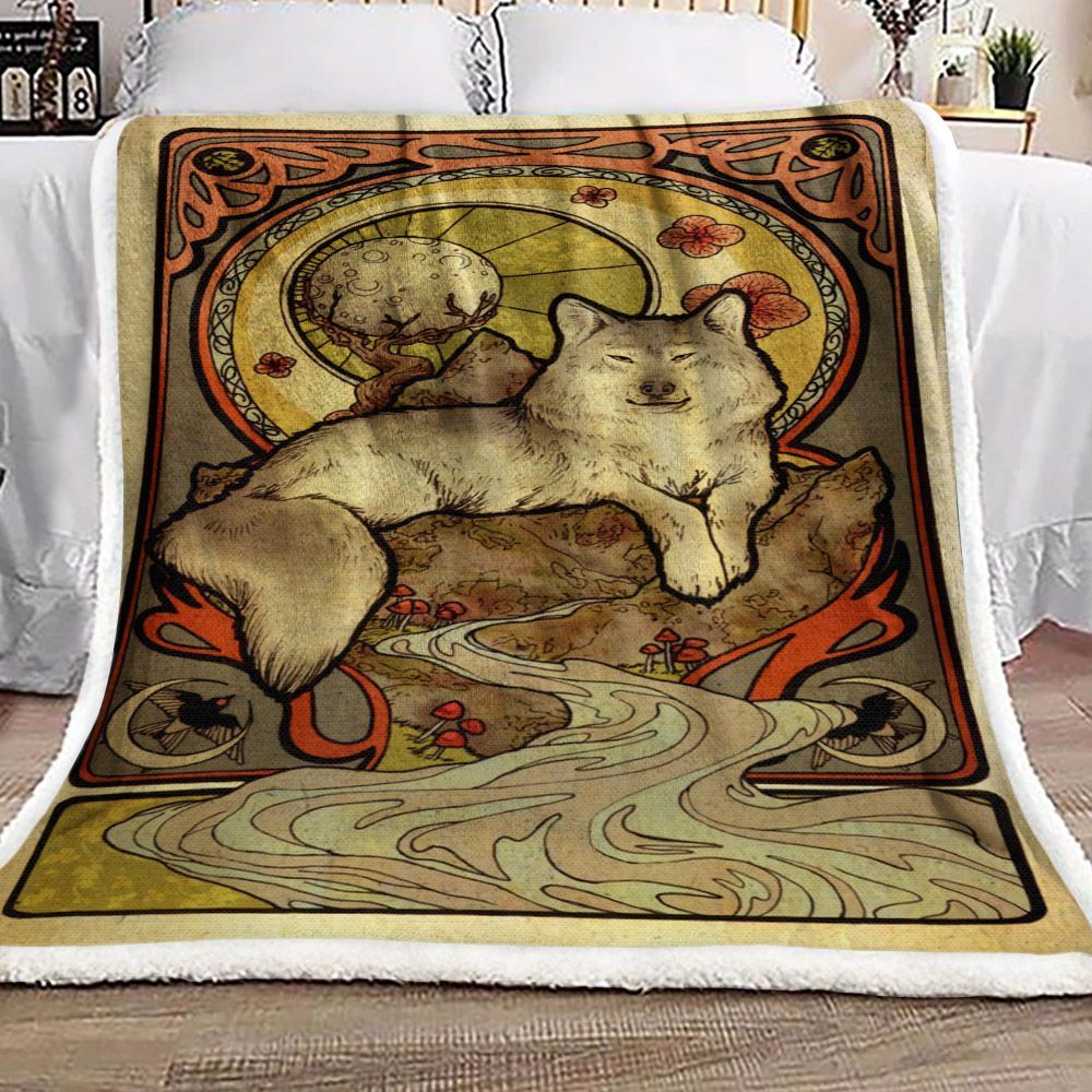 Wolf Sherpa Fleece Blanket