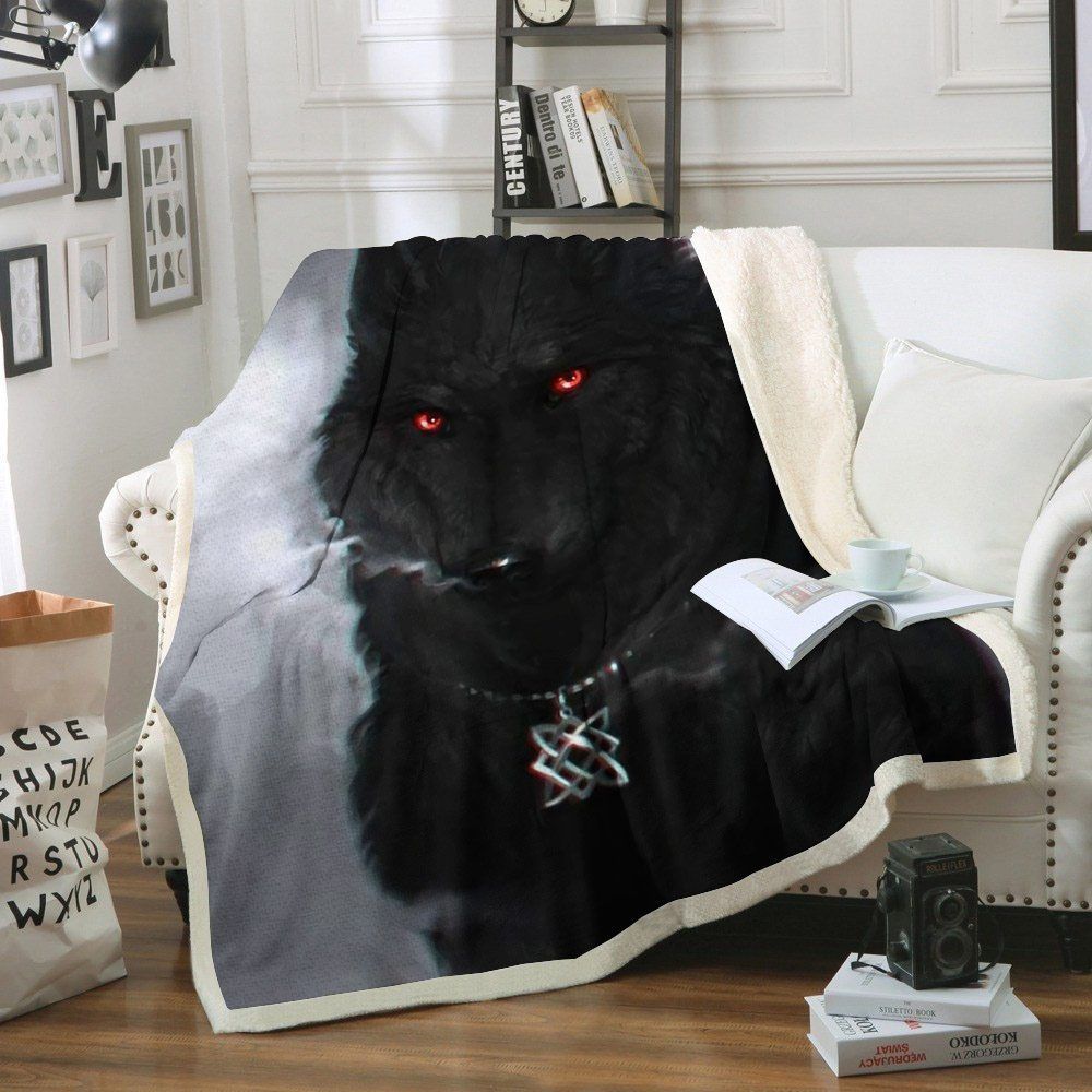 Wolf Sherpa Fleece Blanket
