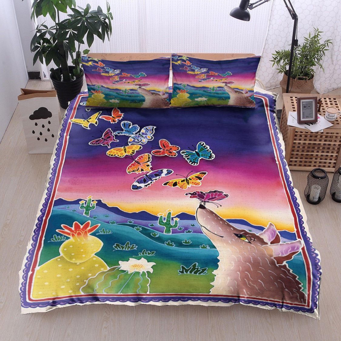Wolf Butterfly Cactus Bedding Set