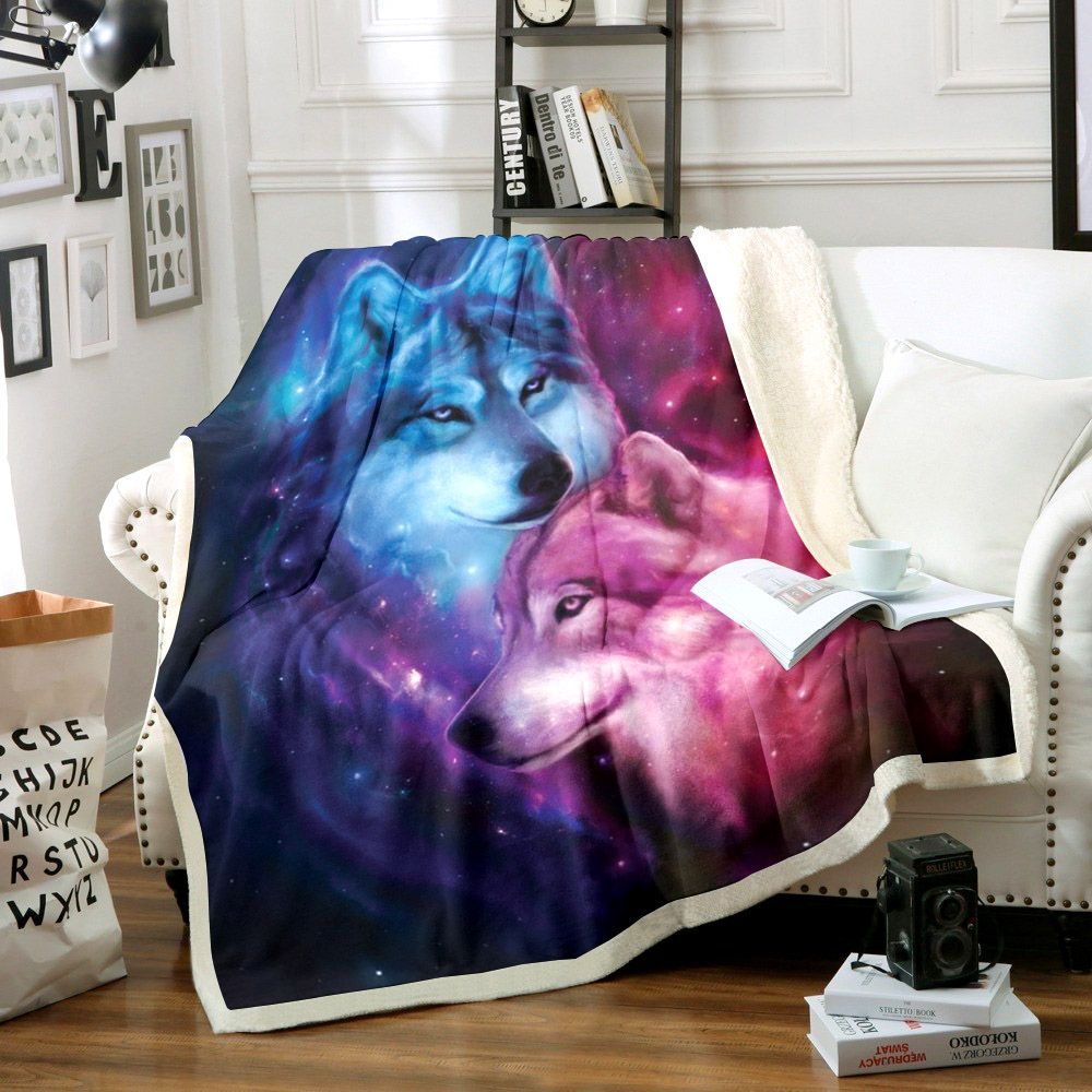 Wolf Sherpa Fleece Blanket