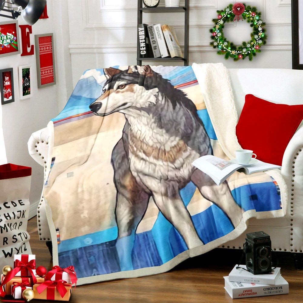 Wolf Sherpa Fleece Blanket