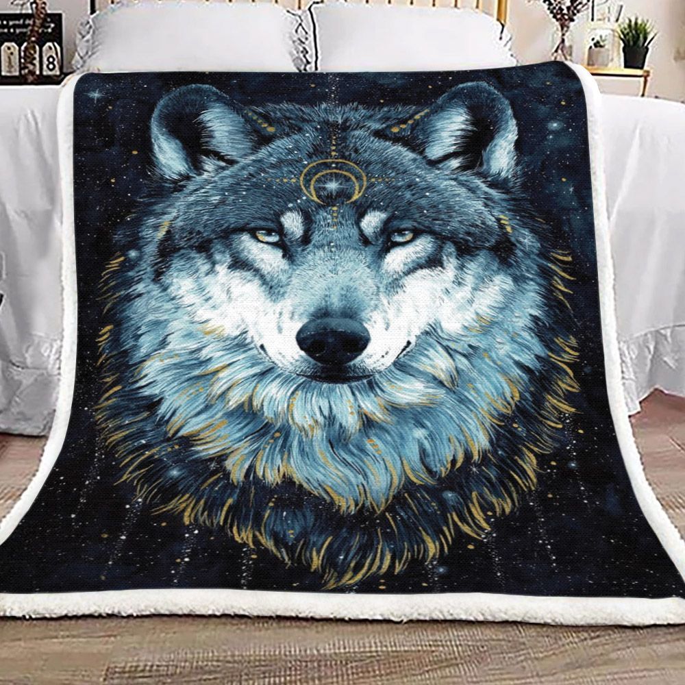 Wolf Sherpa Fleece Blanket