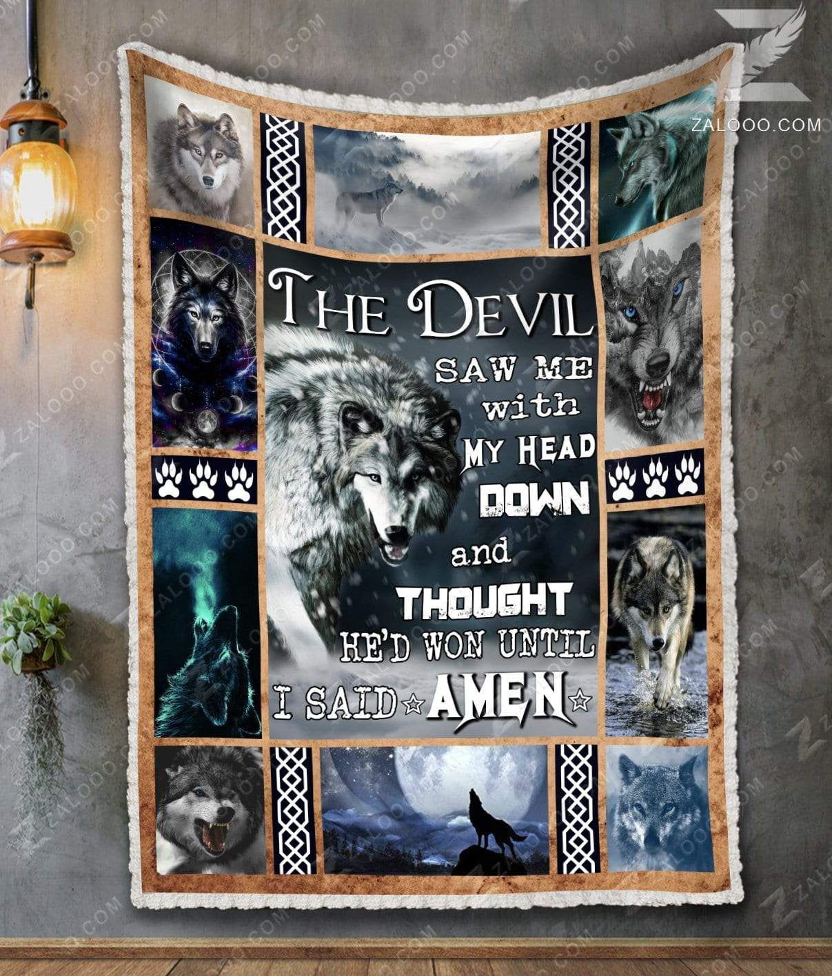Wolf Sherpa Fleece Blanket