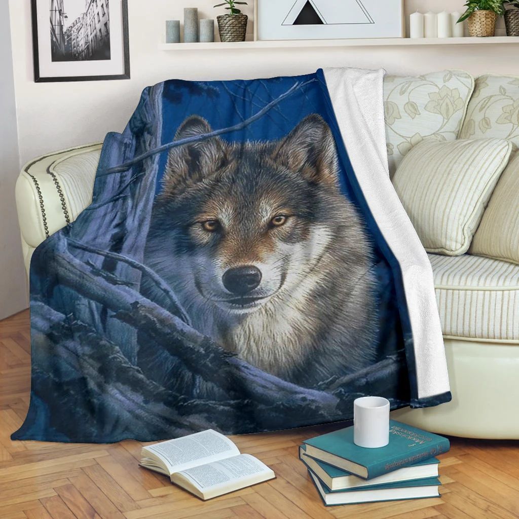 Wolf Sherpa Fleece Blanket