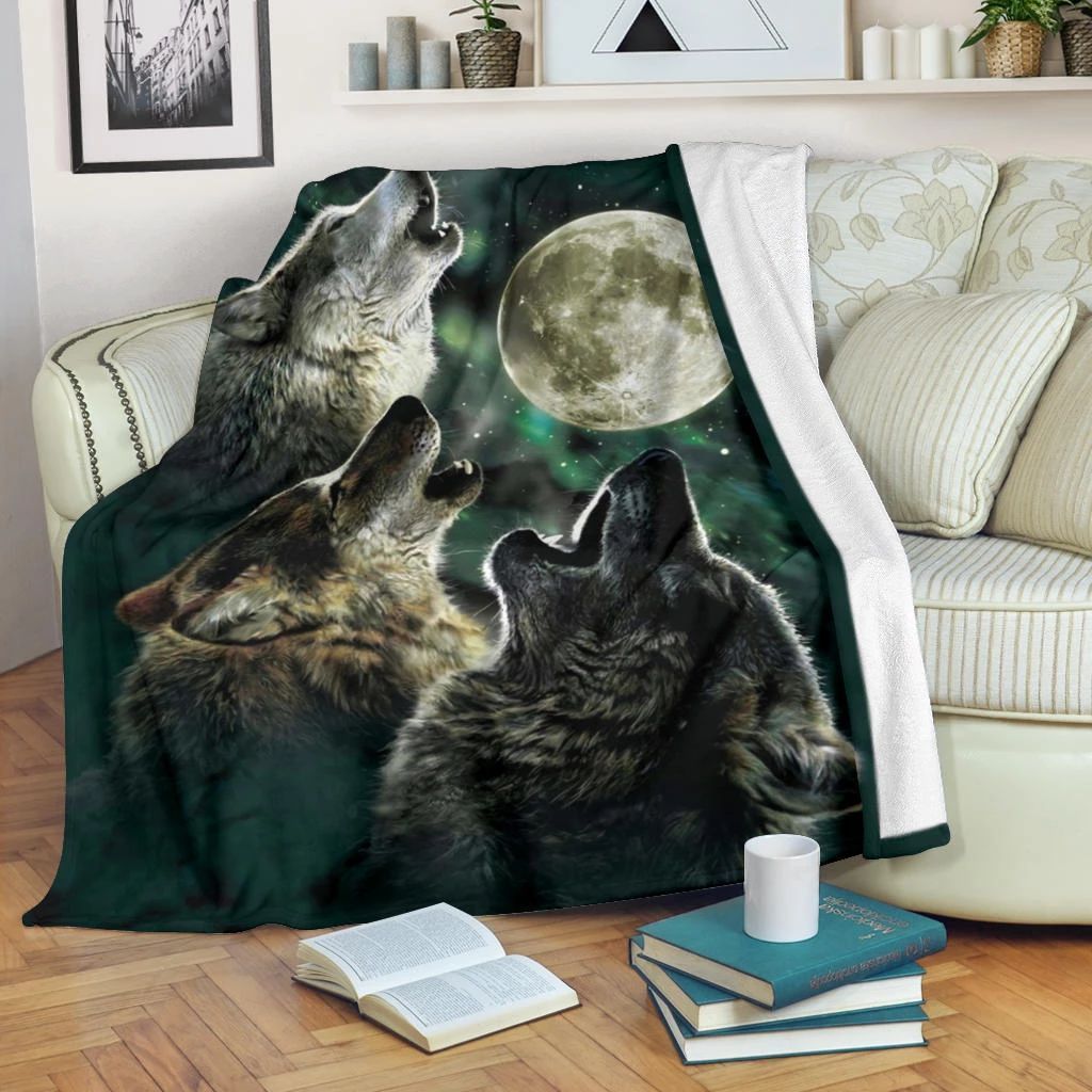 Wolf Sherpa Fleece Blanket
