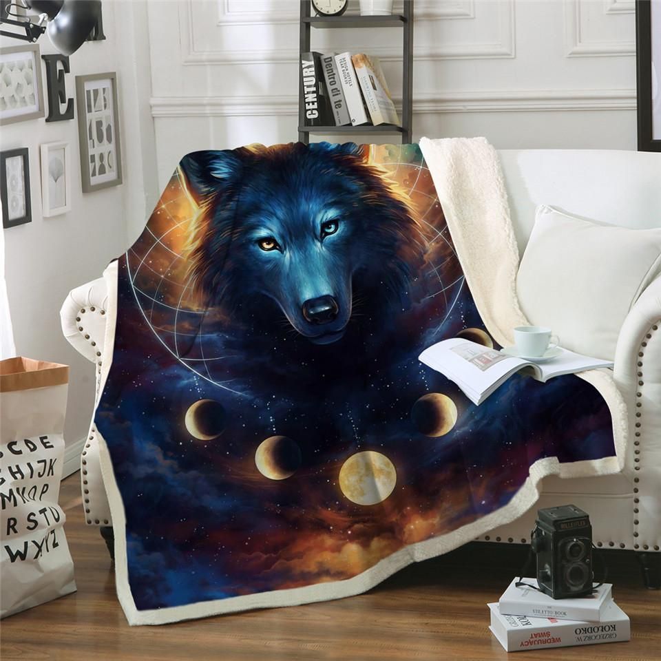 Wolf Sherpa Fleece Blanket