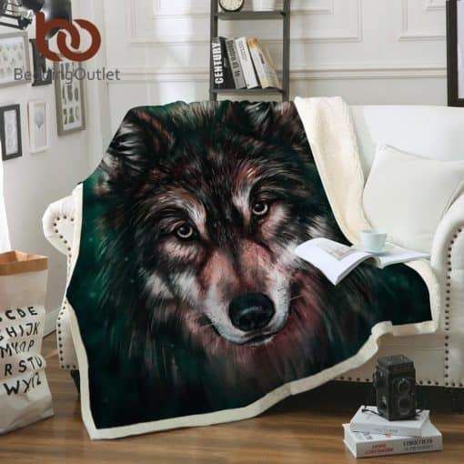 Wolf Sherpa Fleece Blanket