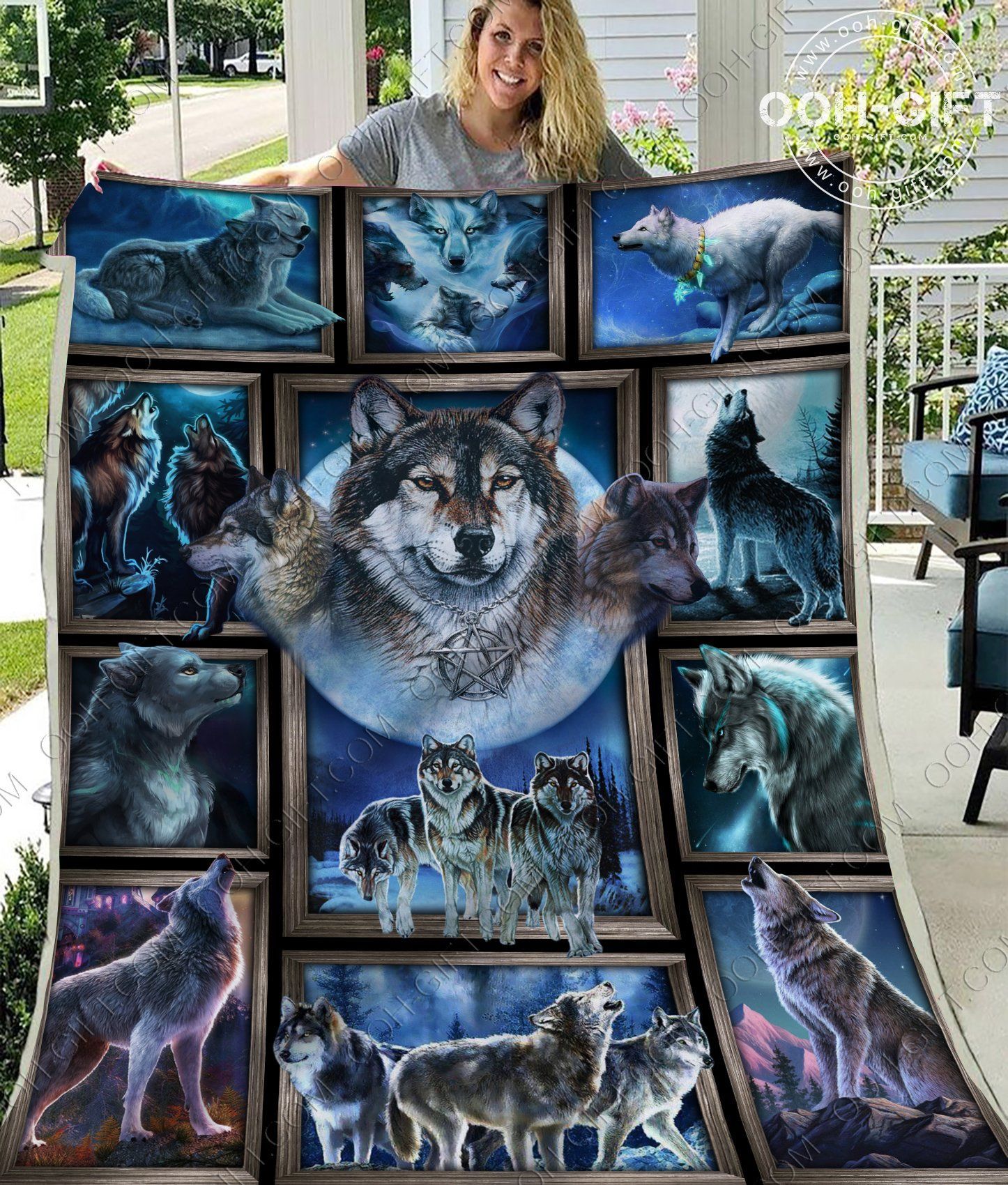 Wolf Sherpa Fleece Blanket