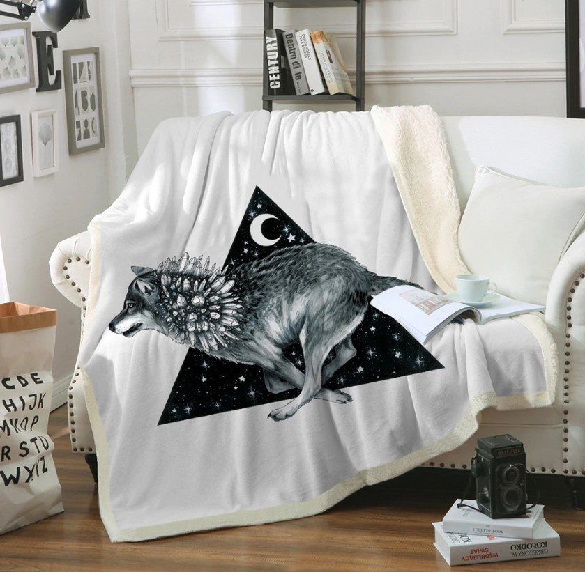 Wolf Sherpa Fleece Blanket