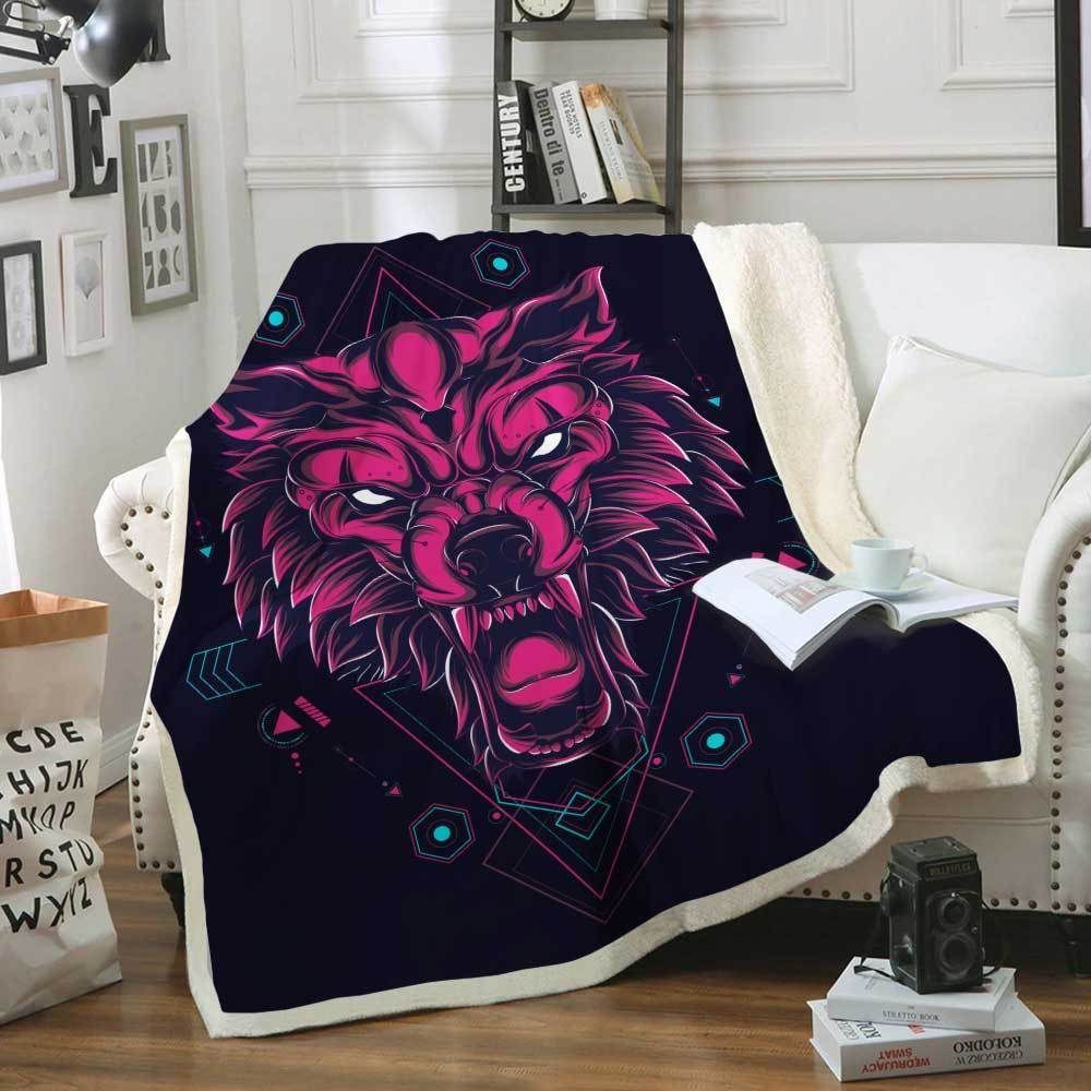 Wolf Sherpa Fleece Blanket