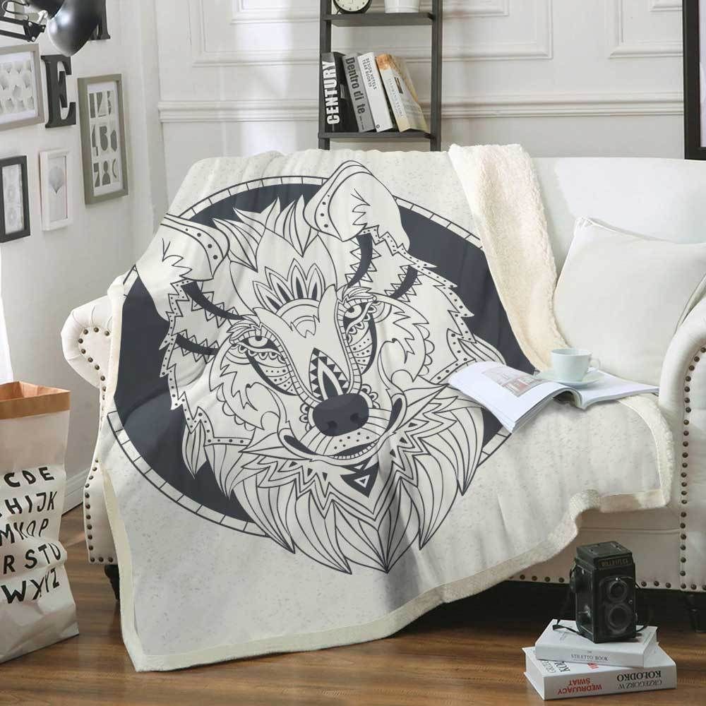 Wolf Sherpa Fleece Blanket