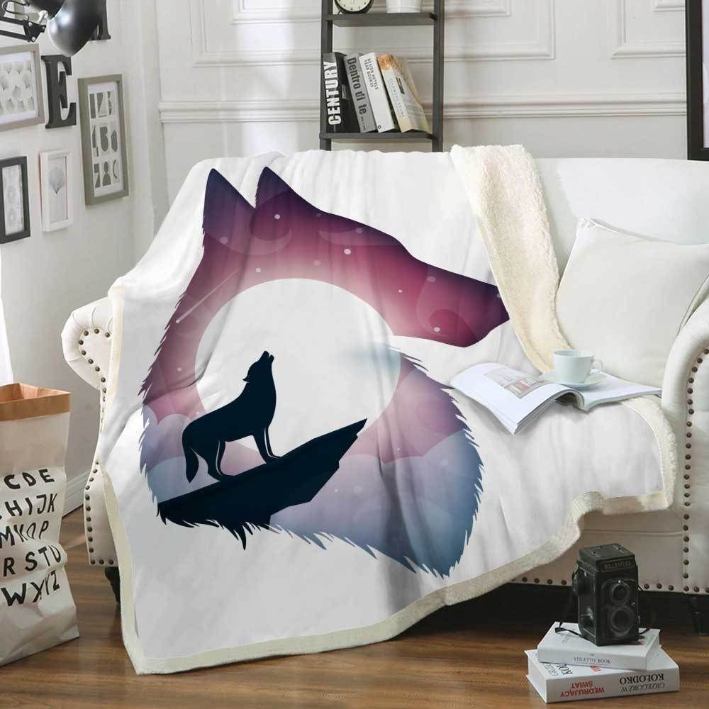 Wolf Sherpa Fleece Blanket