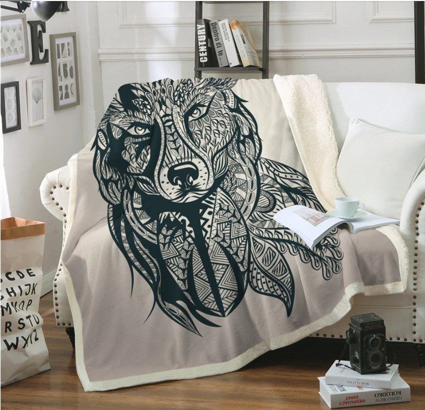 Wolf Sherpa Fleece Blanket