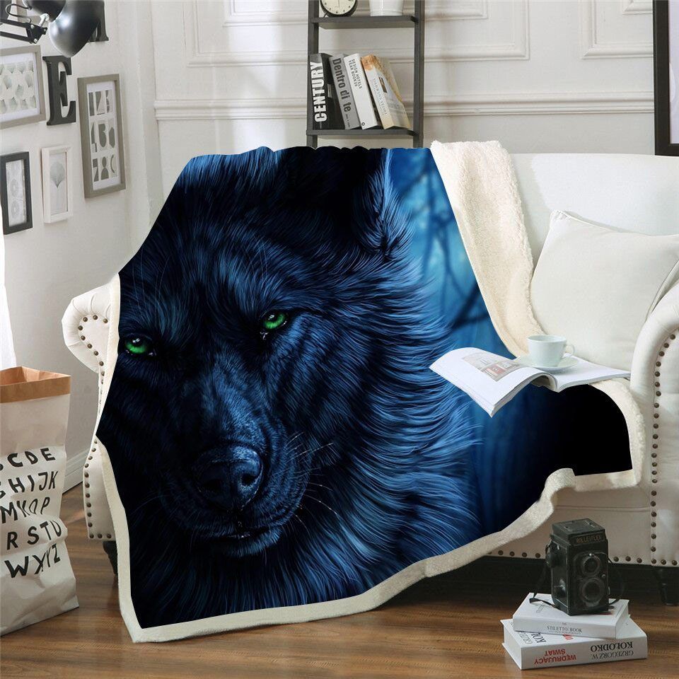 Wolf Sherpa Fleece Blanket