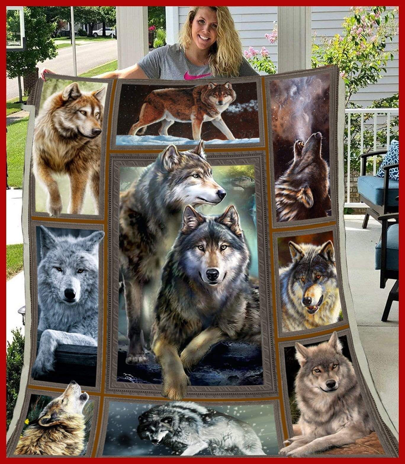 Wolf Sherpa Fleece Blanket