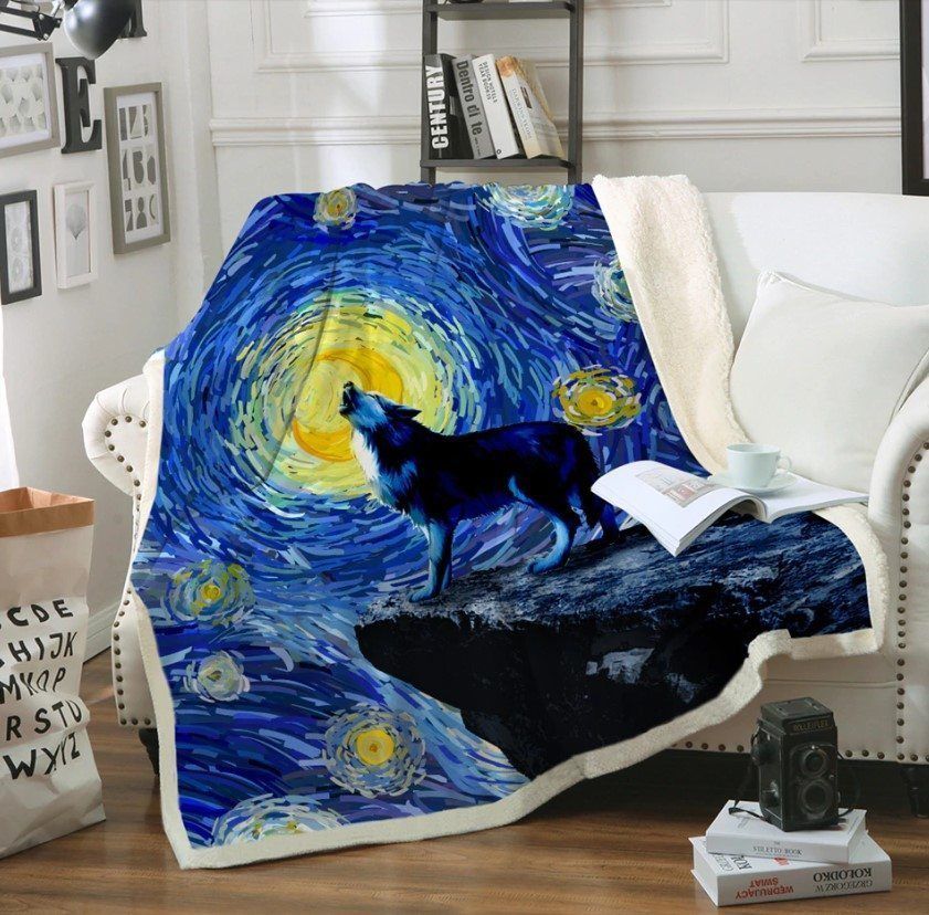 Wolf Sherpa Fleece Blanket