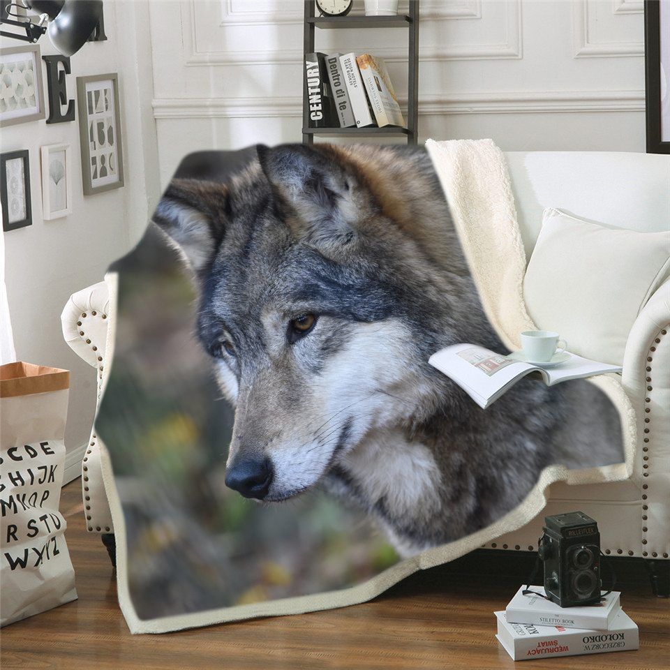 Wolf Sherpa Fleece Blanket