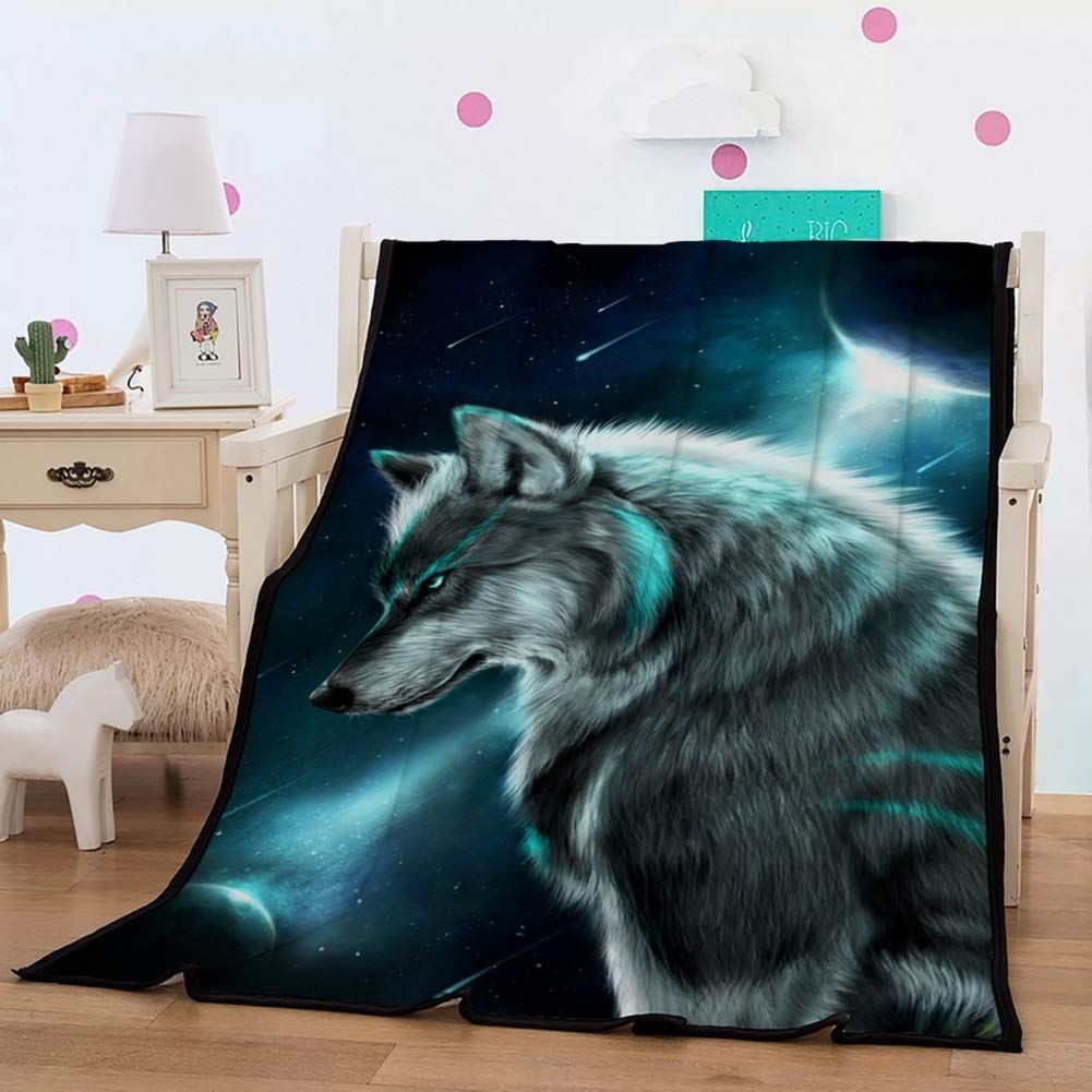 Wolf Sherpa Fleece Blanket