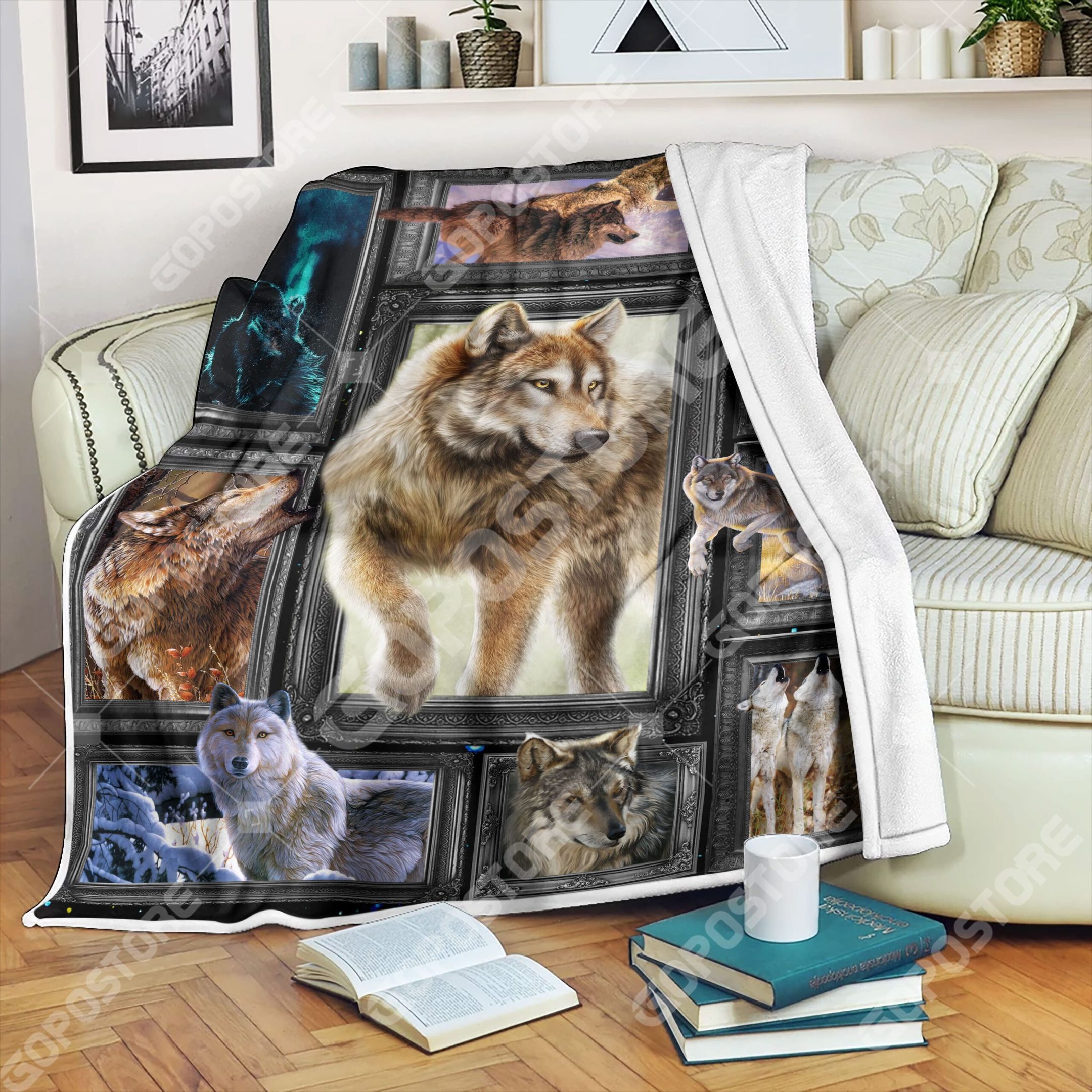 Wolf Sherpa Fleece Blanket