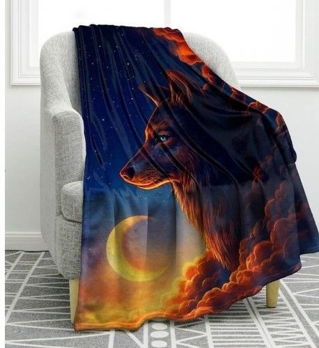 Wolf Sherpa Fleece Blanket
