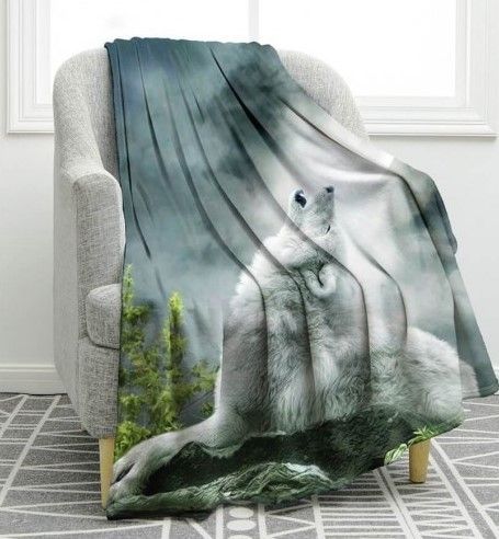 Wolf Sherpa Fleece Blanket