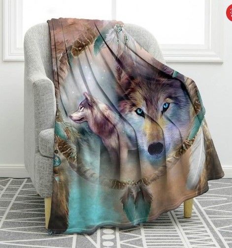Wolf Sherpa Fleece Blanket