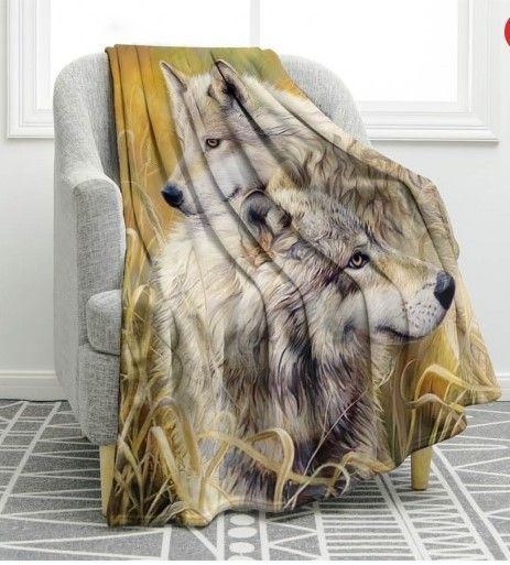 Wolf Sherpa Fleece Blanket