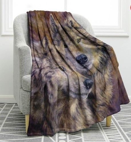 Wolf Sherpa Fleece Blanket