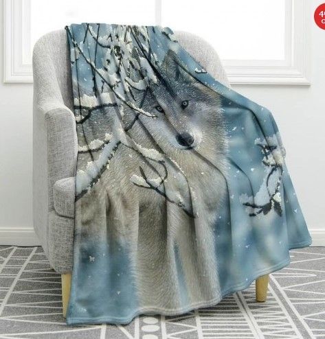 Wolf Sherpa Fleece Blanket