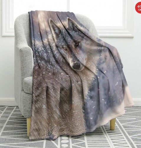 Wolf Sherpa Fleece Blanket