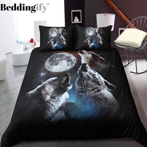 Wolf Cotton Bed Sheets Spread Comforter Bedding Set